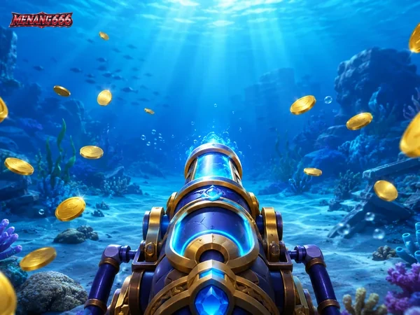 Antarmuka Cannon Fishing yang menampilkan pilihan meriam dan sasaran ikan